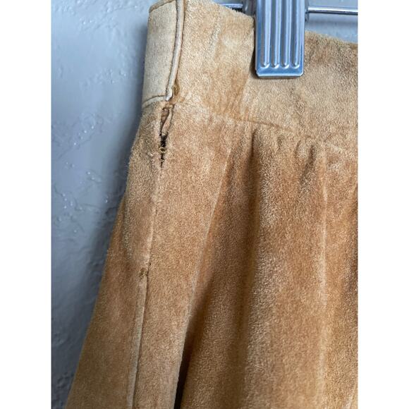 1980s Hunt Club Cognac Long Suede Leather / Suede Boho Skirt - Picture 5 of 9